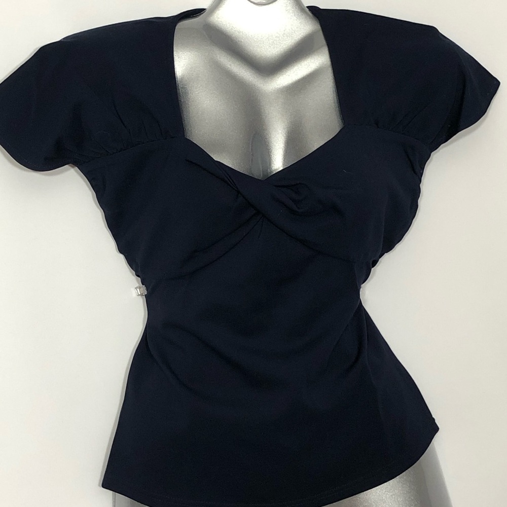 DANCING DAYS cap sleeve v neck crossover bust top
